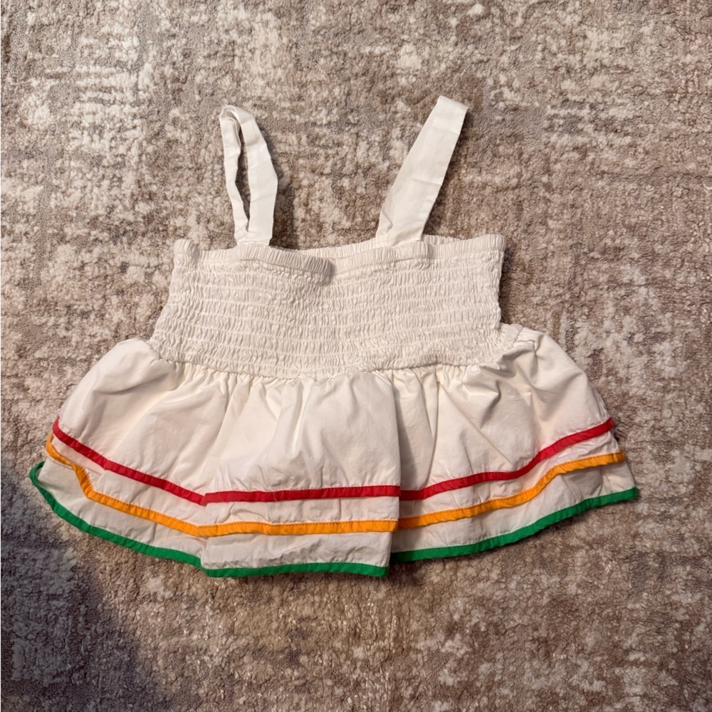 GB girls White tiered top with color size L